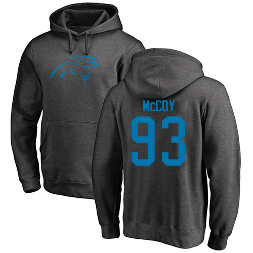 Carolina Panthers Men Ash Gerald McCoy One Color NFL Football #93 Pullover Hoodie Sweatshirts